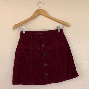 American Eagle Outfitters Hi-Rise A-line Corduroy Skirt Burgundy 0